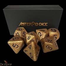 Asteroid Dice - Gold Dice Set